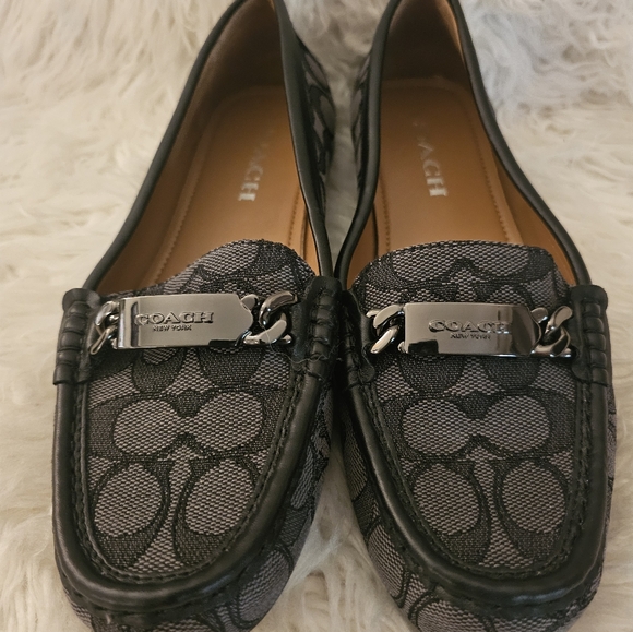 Women COACH FLAT LOAFER Signature Black-Smoke Size 7.5 - Picture 2 of 4